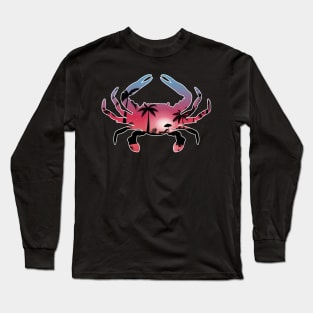 Crab Beautiful Sunset Beach Palm Tree Long Sleeve T-Shirt